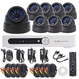 CCTV Surveillance System 8CH Channel H.264 DVR Kit(8pcs 420TVL 1/4 CMOS Dome Camera)