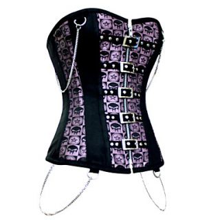 Lover Beauty Lace Up Back Polyester Corset With Chains and G string Set
