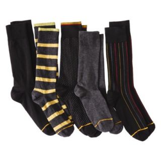 Auro a Gold Toe Brand Mens 5pk Dress Socks   Black with Assorted Patterns
