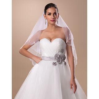 Two tier Elbow Wedding Veil With Floral(More Colors)