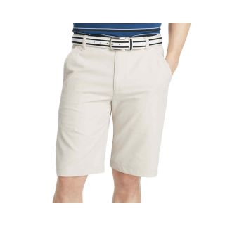 Izod Golf Solid Flat Front Shorts, Stone, Mens