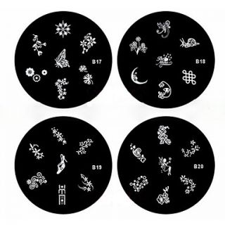 4PCS Nail Art Stamp Stamping Image Template Plate B Series(NO.17 20)