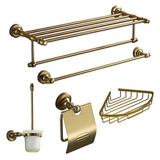 Bath Accessory Set, Antique 5 Piece Gold Anodizing Aluminum Hardware Set