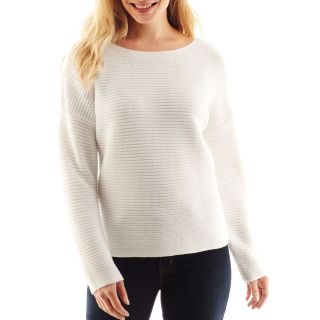 LIZ CLAIBORNE Boatneck Knit Sweater   Petite, White, Womens