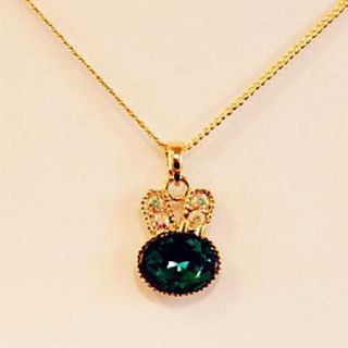 MISS U Womens Green Diamond Crystal Necklace