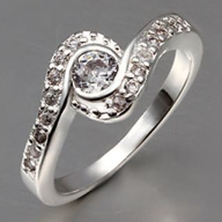 MISS U Womens Silver Zircon Ring
