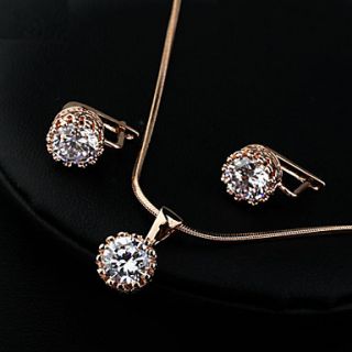 Classic Alloy With Swiss Cubic Zirconia Stone Earrings and Necklace Jewelry Set(More Colors)