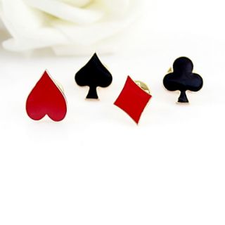 Poker Design Small Cravat Lavalier Pin Brooch Set of 4