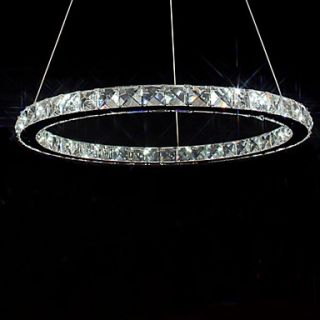 LED Bulb Included Crystal Chandelier, 40 LEDs, Fashionable Round Stainless Steel Plating