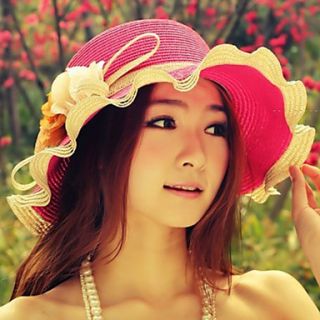 Womens Fashion Flower Wave Sun Hat