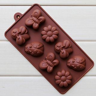 Silicone Eight Holes Assorted Insects Shape Chocolate Tray (Color Randoms)