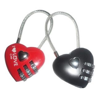 Love Shaped Wire rope 3 digit Resettable Combination Lock (Random Color)