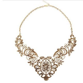 MISS U Womens Gold Vintage Luxury Lace Metal Ladies Short Necklace