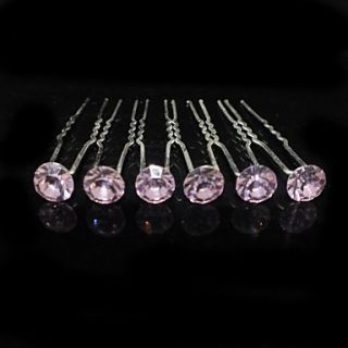Six Pieces Alloy Wedding Bridal Hairpins With Rhinestones(More Colors)