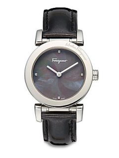 Swirled Black Mother of Pearl Dial & Patent Leather Watch  