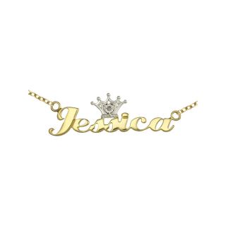 Disney Girls Diamond Accent Tiara Personalized Name Necklace, Yellow, Girls