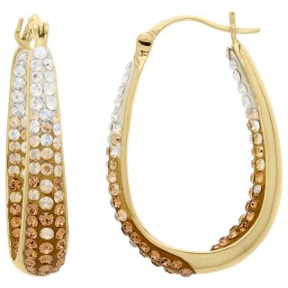 Gold Plated Sterling Silver Ombre Crystal Hoop Earrings, Womens