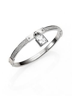 Michael Kors Pave Lock Charm Bangle Bracelet/Silvertone   Silver