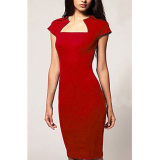 SZ Womens Red Boat Neck Sleeveless Dress