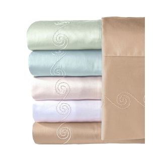 American Heritage 300tc Embroidered Swirl Pillowcases, Taupe