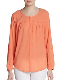Adelman Crinkle Blouse   Hot Coral