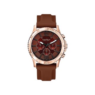 Caravelle New York Mens Brown Round Dial & Brown Rubber Strap Chronograph