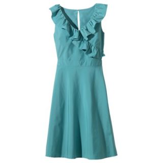 TEVOLIO Womens Plus Size Taffeta V Neck Ruffle Dress   Blue Ocean   24W