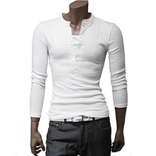 Langdeng Casual Fashion Layered Long Sleeve Slim T Shirt(White)