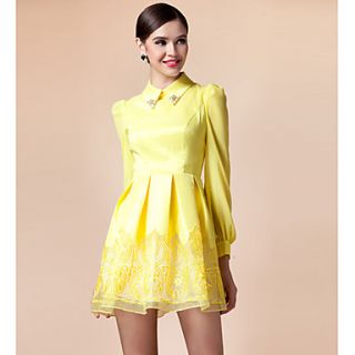 TS Vintage Embroidery Organza Beads Collar Dress