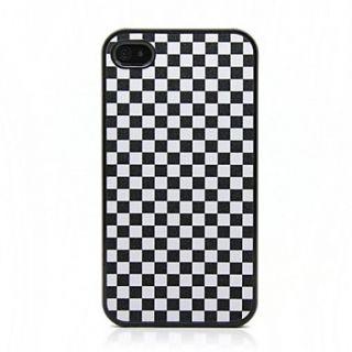 White And black Square Patterns Black Frame PC Hard Case for iPhone 4/4S
