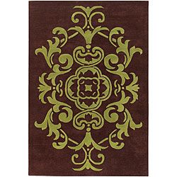 Hand tufted Mandara Brown/ Green Rug (79 X 106) (BrownPattern FloralMeasures 0.75 inch thickTip We recommend the use of a non skid pad to keep the rug in place on smooth surfaces.All rug sizes are approximate. Due to the difference of monitor colors, so