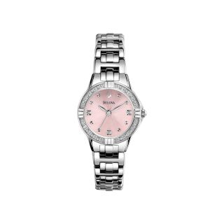 Bulova Womens Diamond Accent Silver Tone Watch