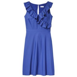 TEVOLIO Womens Taffeta V Neck Ruffle Dress   Athens Blue   2