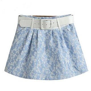 Womens Summer Sun Sky Blue Priting Cute Sexy Mini Skirt(Belt Included)