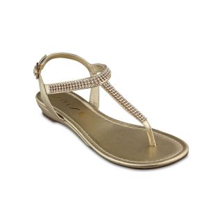 Unisa Lanaila Crystal T Strap Sandals, Gold, Womens
