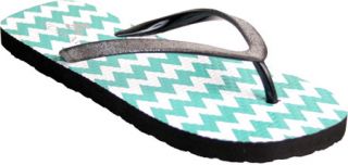 Womens Nomad Doodle   Teal/White Chevron Thong Sandals