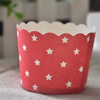 Paper Star Pattern Cupcake Wrappers   Set of 50