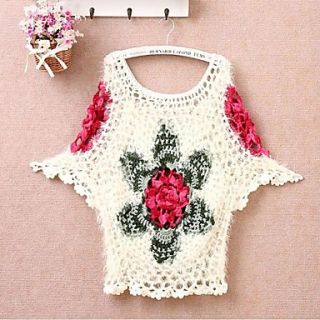 Womens Sexy Hollow Out Embroidery Sweater