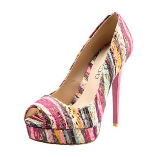 Fabric Womens Stiletto Heel Peep Toe Pumps/Heels Shoes