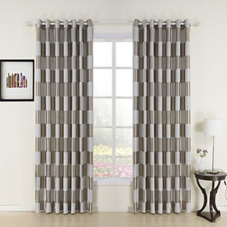 (One Pair) Plaid Check Jacquard Polyester Room Darkening Curtain