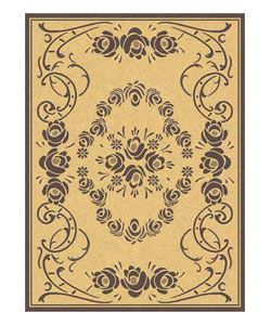 Indoor/ Outdoor Garden Natural/ Brown Rug (4 X 57) (IvoryPattern FloralMeasures 0.25 inch thickTip We recommend the use of a non skid pad to keep the rug in place on smooth surfaces.All rug sizes are approximate. Due to the difference of monitor colors,