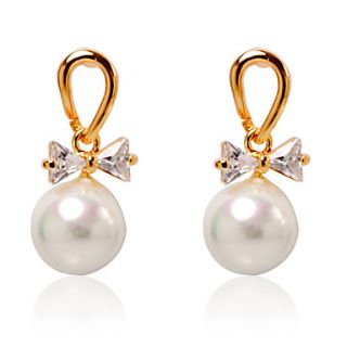 Charming Alloy Pearl Earrings with Cubic Zirconia
