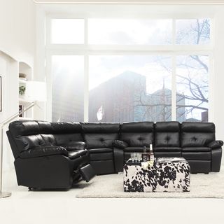 Rex Modern Black Bonded Leather Tufted Power Reclining 3 piece Sectional Set