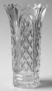 Crystal Clear Meridian Flower Vase   Vertical,Criss Cross,Scalloped Edge