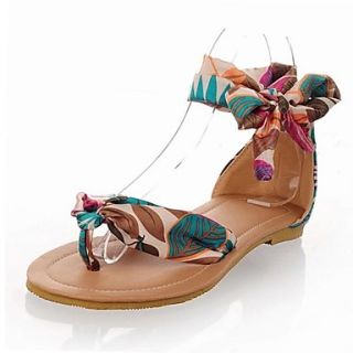 Silk Womens Flat Heel Flip Flops Sandals With Bowknot Shoes(More Colors)