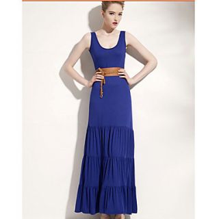 Nishang Goddess Van Big U Brought The Splicing Ultra Thin Sleeveless Vest Dress(Royal Blue)