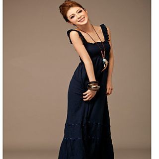 DGWE Womens Bohemian Strapless With South KoreaS New Condole Dress(Dark Blue)