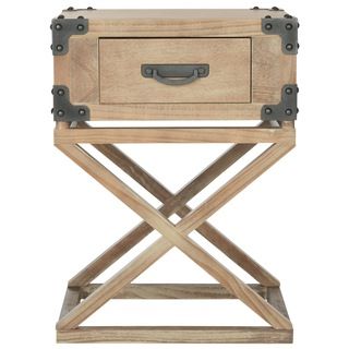 Safavieh Dunstan Grey Wash Accent Table (Grey Wash Materials Pine, MDF, wood veneerFinish GreyDimensions 25.5 inches high x 19 inches wide x 15 inches deepThis product will ship to you in 1 box.Assembly required )