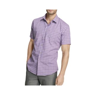 Van Heusen Short Sleeve No Iron Button Front Shirt, Purple, Mens