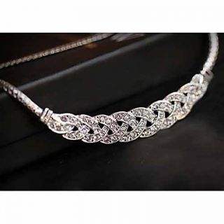 Shining Korean Elegant Alloy Full Diamond Necklace (Silver)